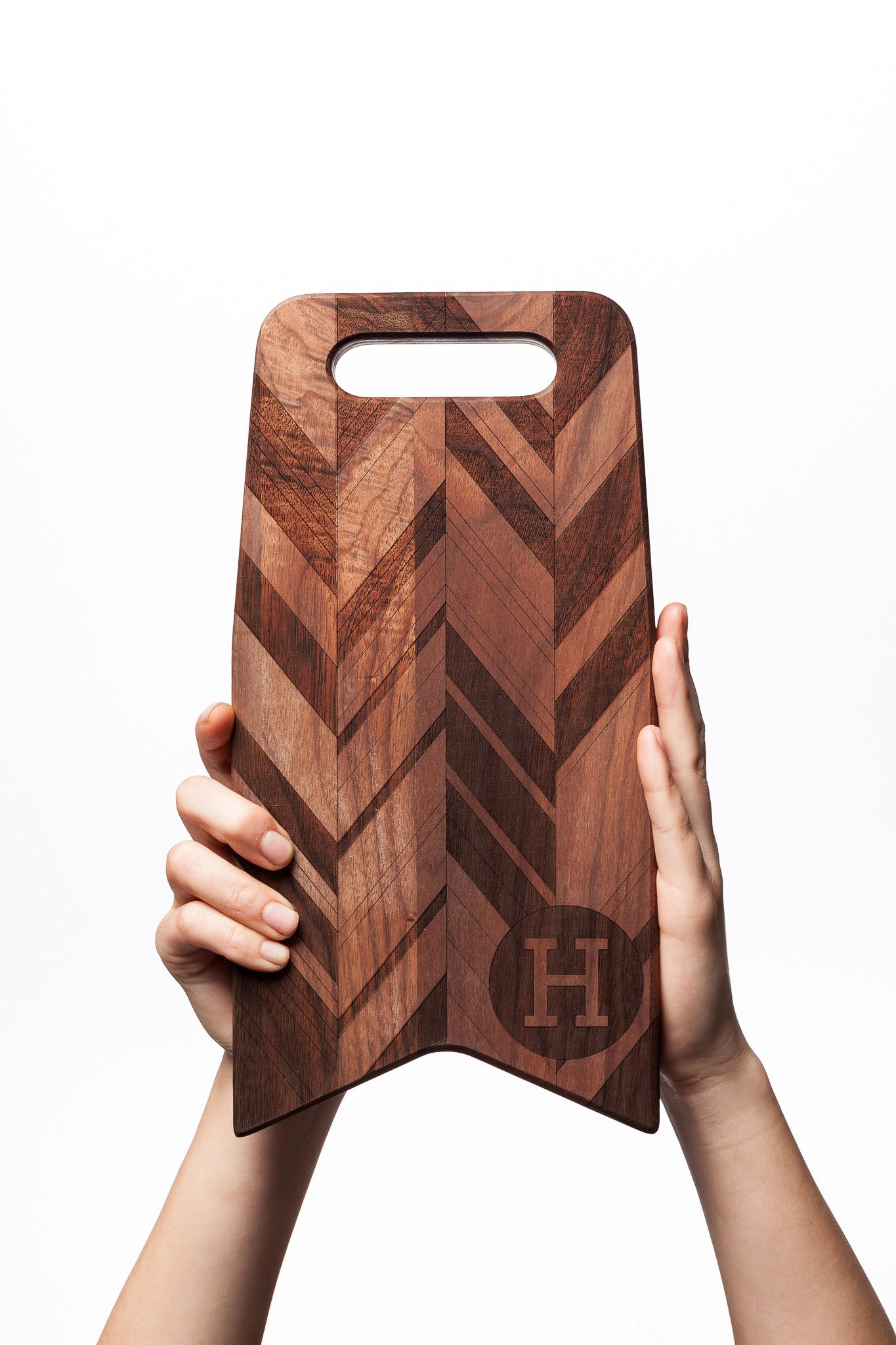 Monogram & Herringbone Pattern: 12x6 Cutting Board